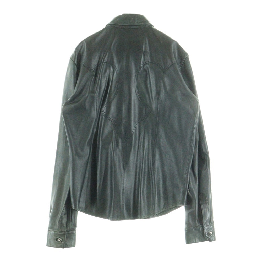 CHROME HEARTS(クロムハーツ) クロスボールボタン バックフレアニー レザー 長袖シャツ ブラック