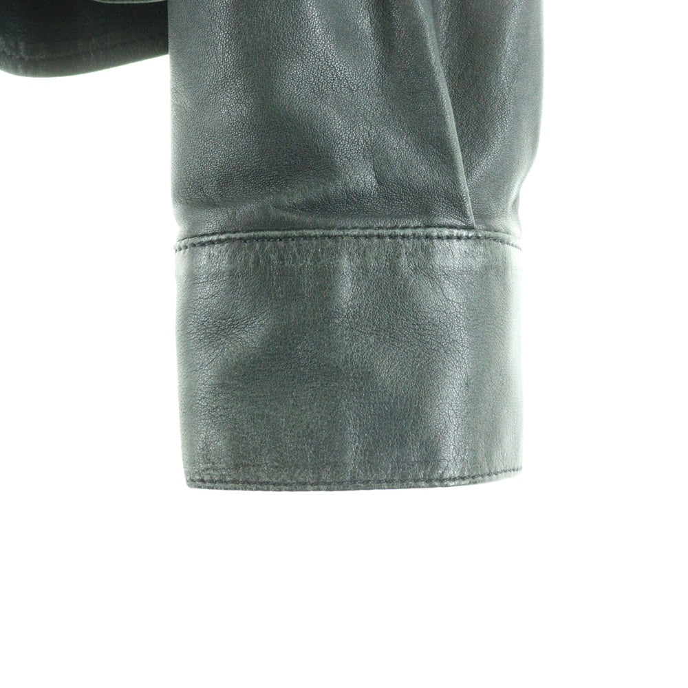 CHROME HEARTS(クロムハーツ) クロスボールボタン バックフレアニー レザー 長袖シャツ ブラック