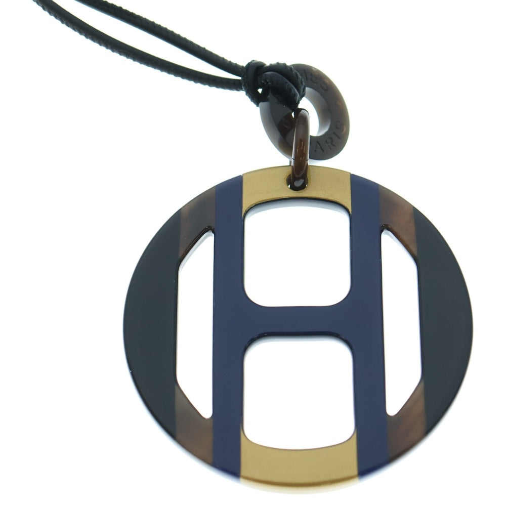 HERMES(エルメス) Hエキップ ネックレスペンダント ブルー×ブラック