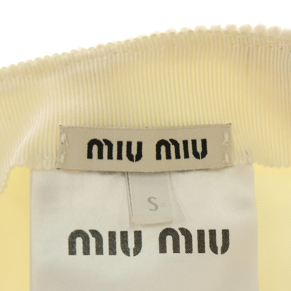 miumiu(ミュウミュウ) ロゴ キャップ ホワイト コーデユロイ レディース