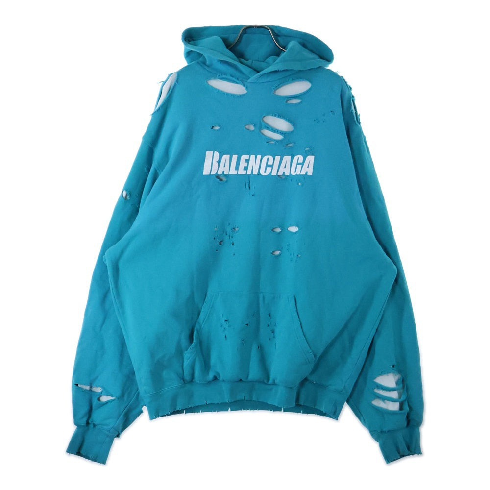 BALENCIAGA デストロイフーディ パーカー ターコイズブルー　XXS BALENCIAGA デストロイフーディ パーカー ターコイズブルー XXS - メルカリ