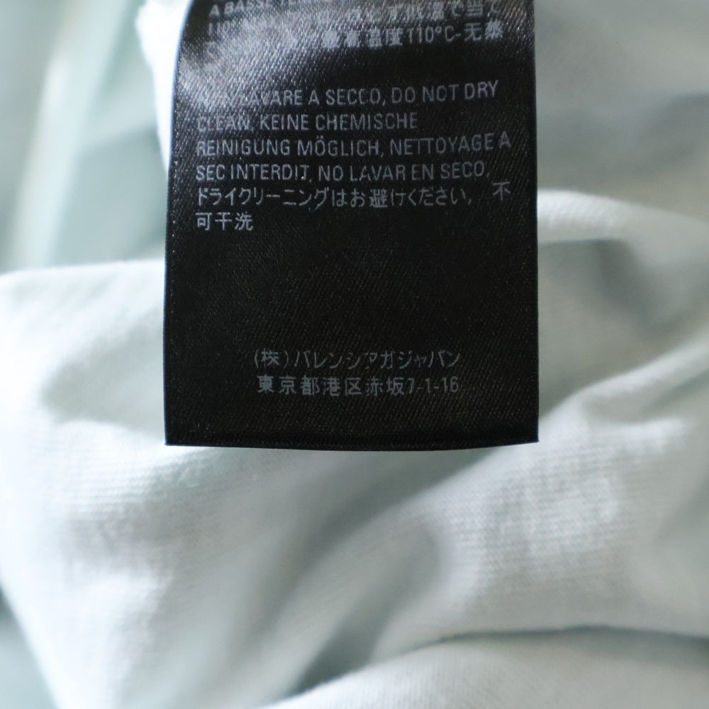 BALENCIAGA(バレンシアガ) 21SS Caps Destroyed Hoodie デストロイ加工 ロゴプリント プルオーバースウェットパーカー フーディー ライトブルー 659403