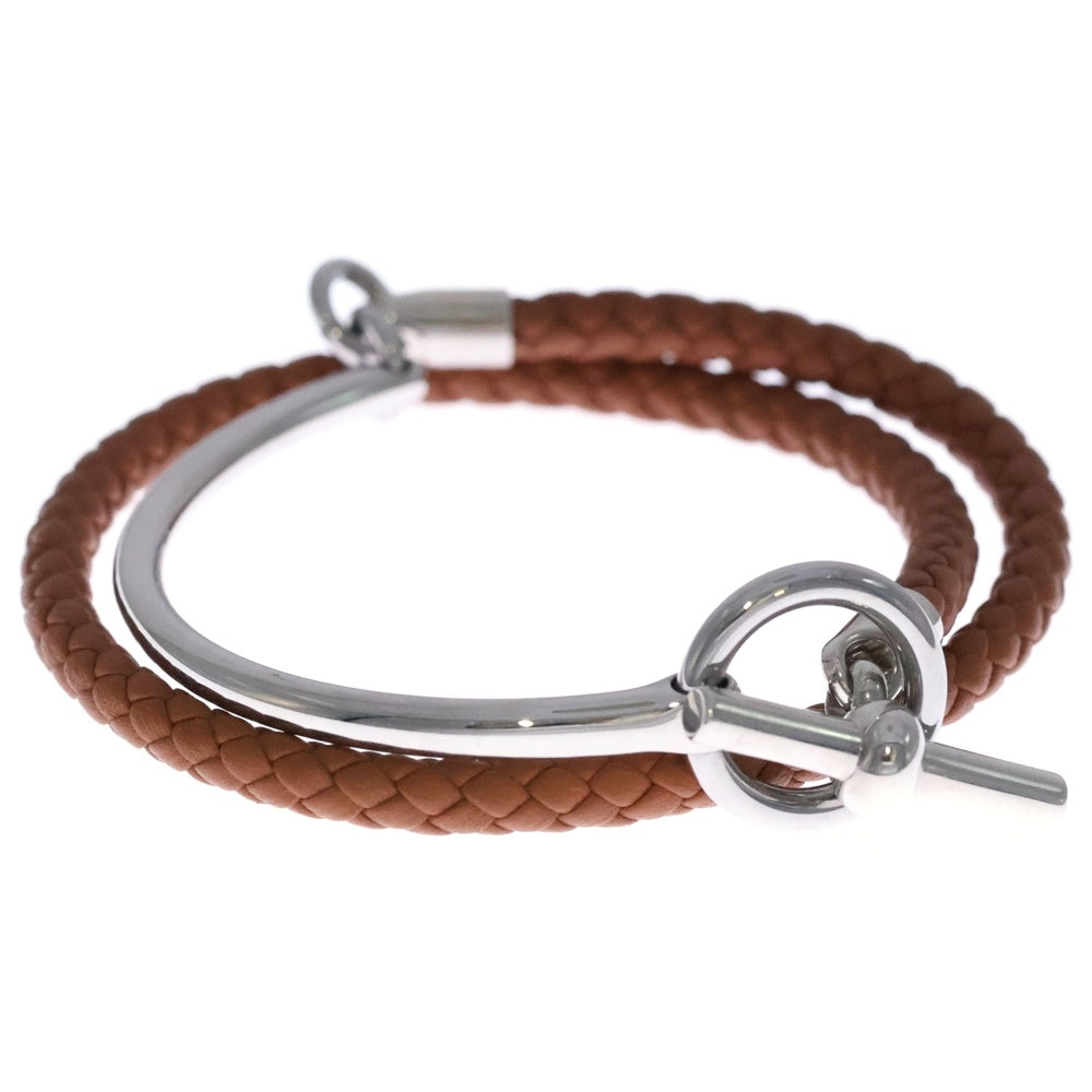 HERMES(エルメス) グレナン H リンク ブレスレット ブラウン レザー