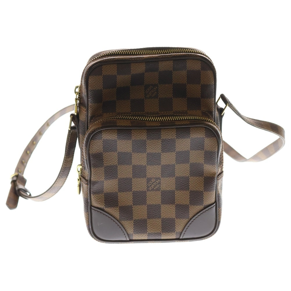 LOUIS VUITTON(ルイヴィトン) ダミエ アマゾン ショルダーバッグ ミニバッグ ブラウン レザー×PVC N48074 ゴールド金具