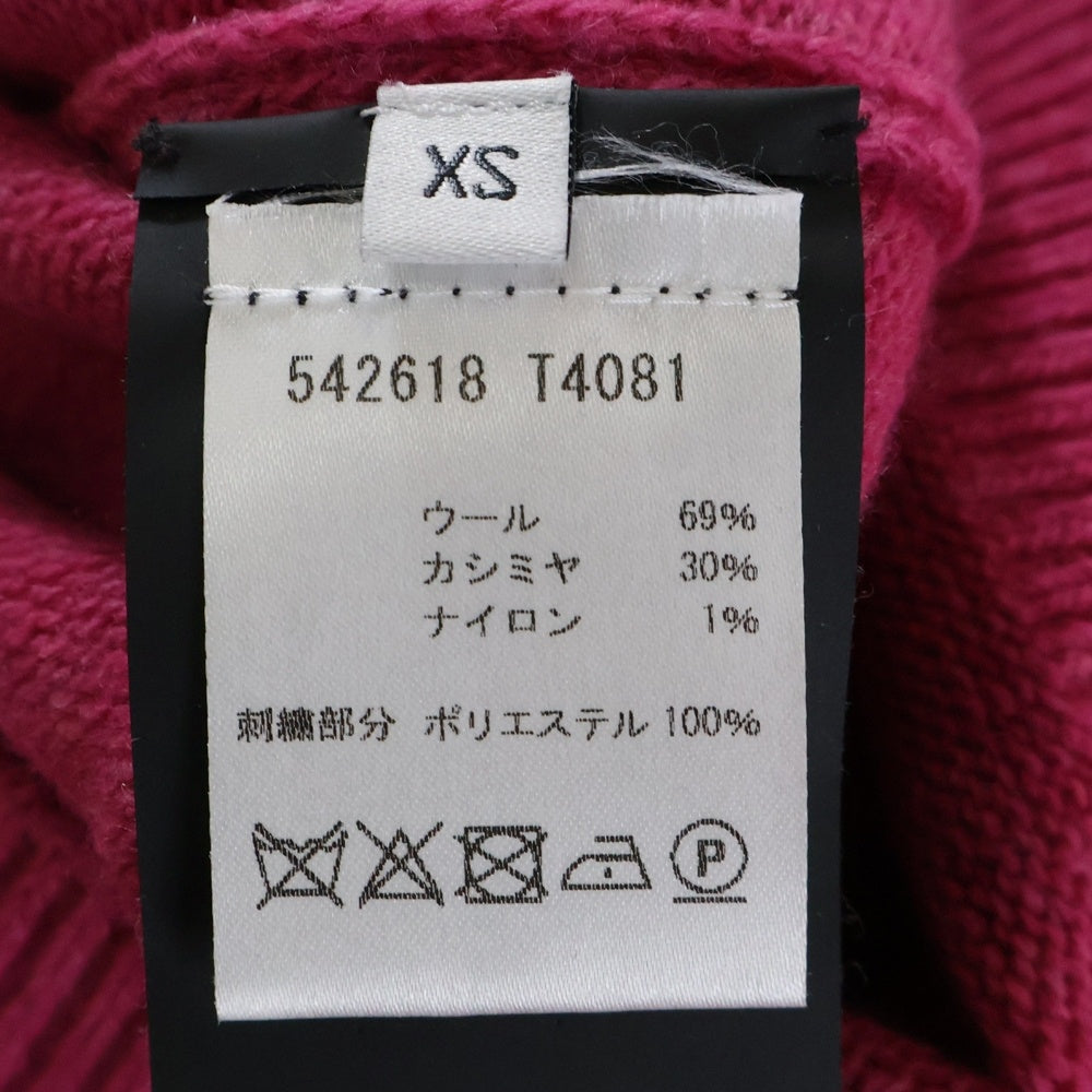BALENCIAGA(バレンシアガ) 18AW ロゴ刺繍 カシミヤ混 ウール タートルネック プルオーバー 長袖ニット セーター ピンク 542618