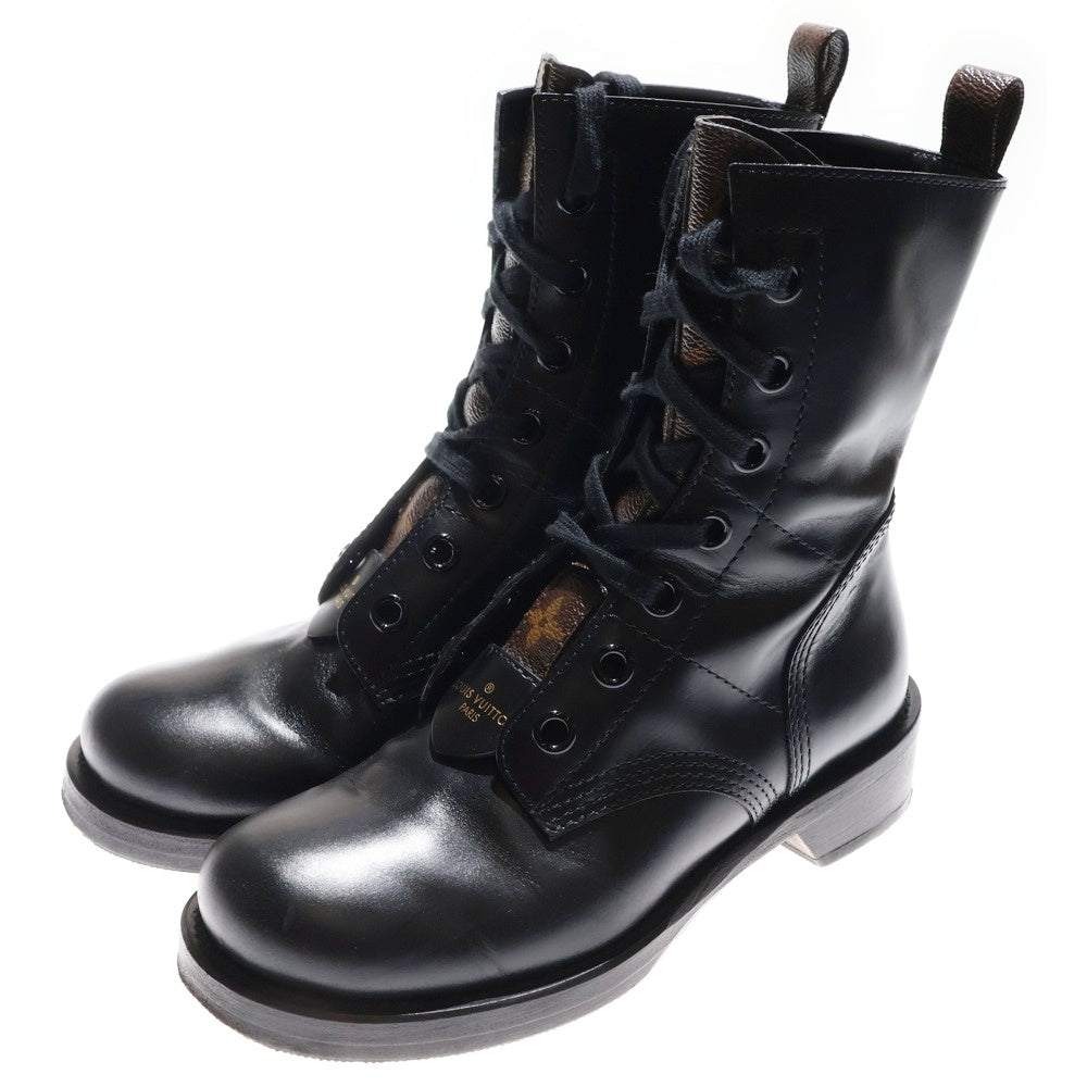 LOUIS VUITTON(ルイヴィトン) メトロポリス ライン モノグラム PVC レザー レースアップ ハイカットシューズ ショートブーツ ブラック/ブラウン レディース 1A7W10