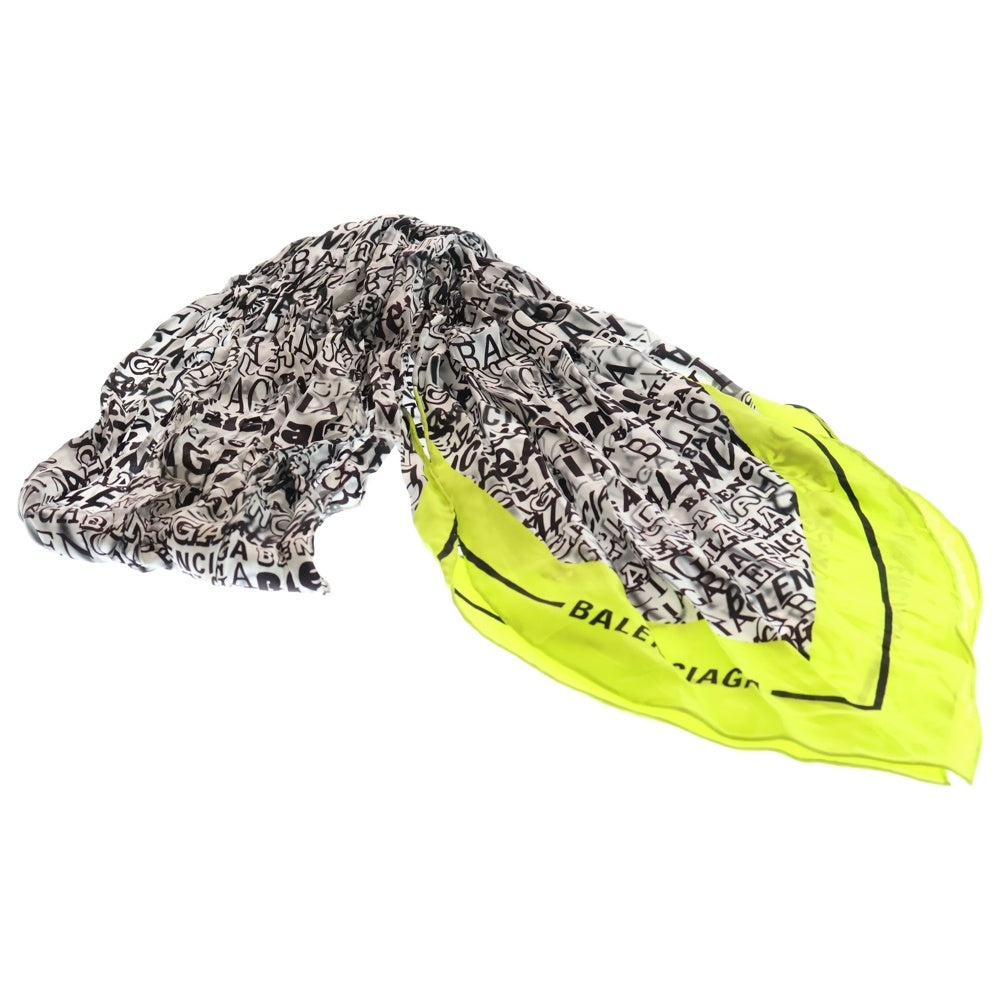 BALENCIAGA(バレンシアガ) スカーフ ホワイト×ブラック×イエロー シルク