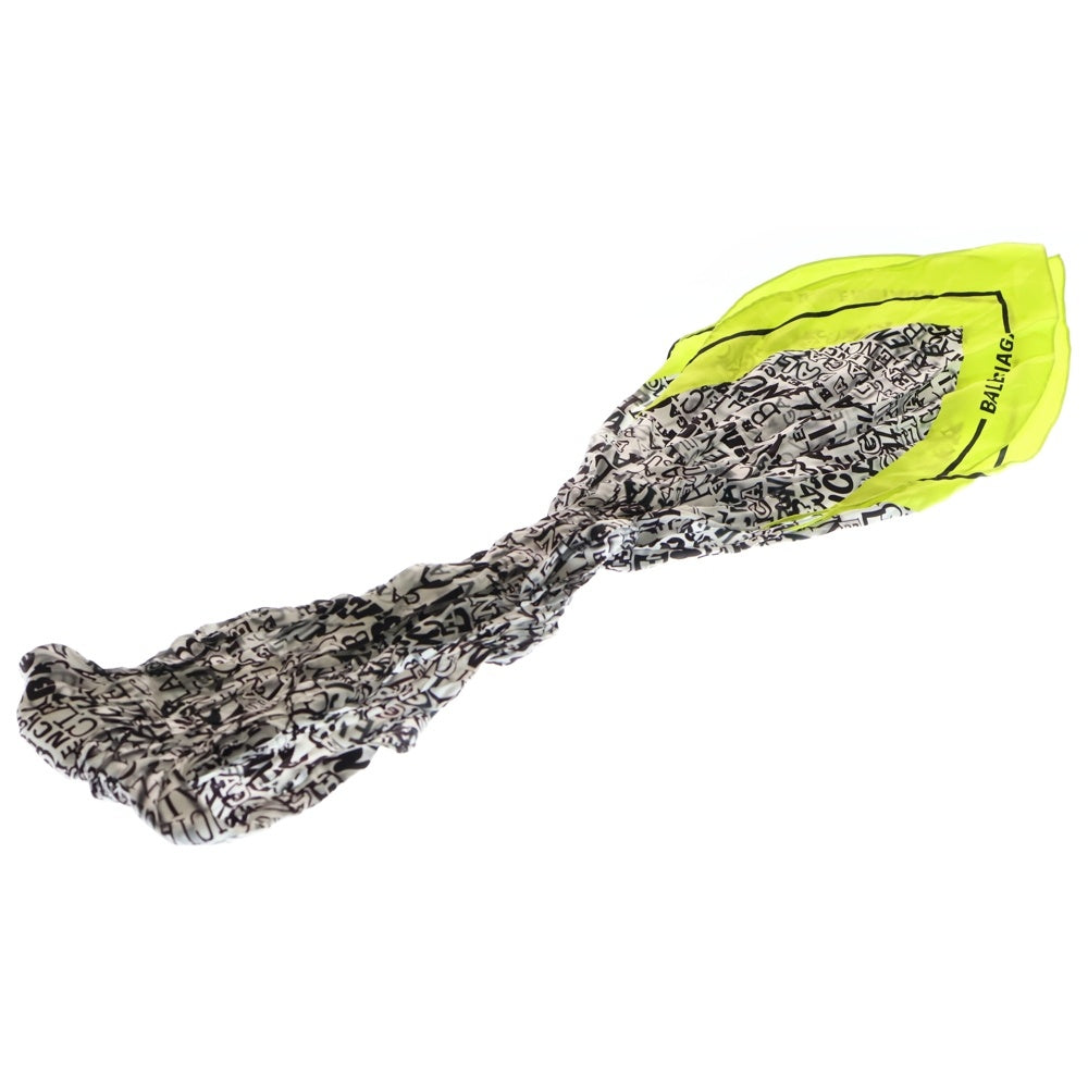 BALENCIAGA(バレンシアガ) スカーフ ホワイト×ブラック×イエロー シルク