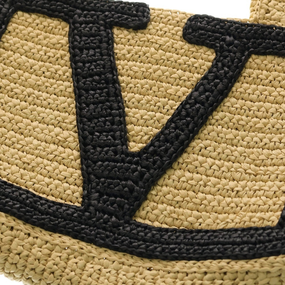 VALENTINO(ヴァレンティノ) ガラヴァーニ ヴィヴィアスーパースター スーパートートバッグ ハンドバッグ カゴバッグ ベージュ×ブラック ラフィア