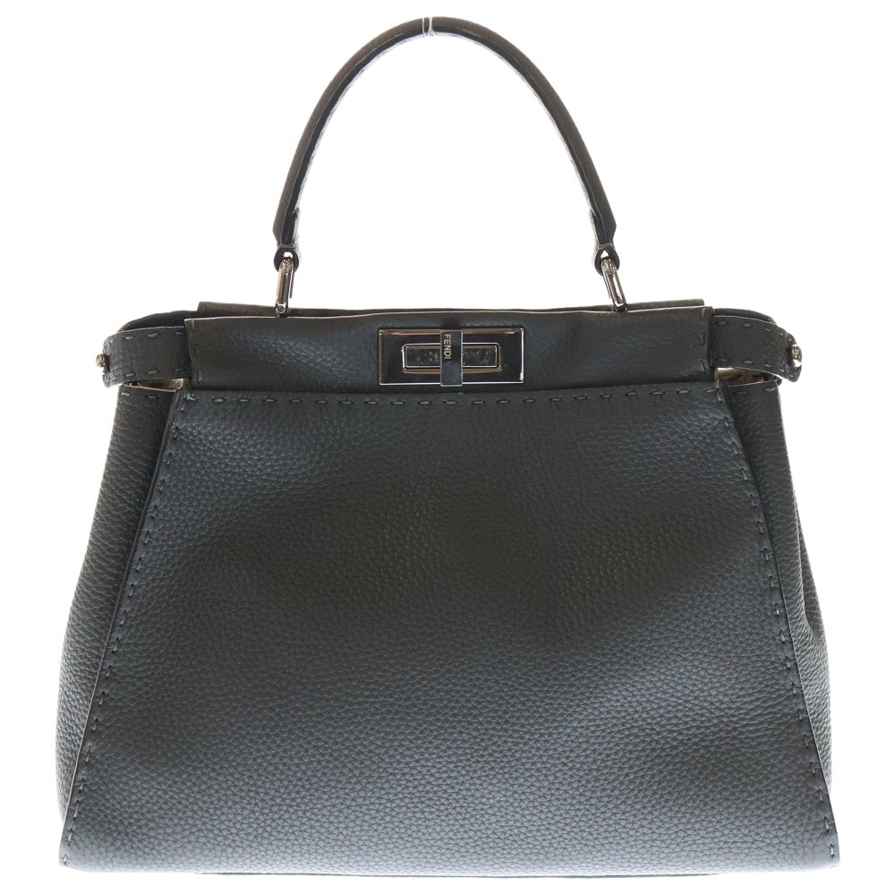 FENDI(フェンディ) ピーカブー レギュラー 2WAY レザーハンドバッグ ショルダーバッグ グレー 8BN290