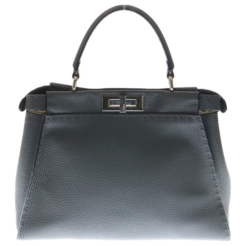FENDI(フェンディ) ピーカブー レギュラー 2WAY レザーハンドバッグ ショルダーバッグ グレー 8BN290