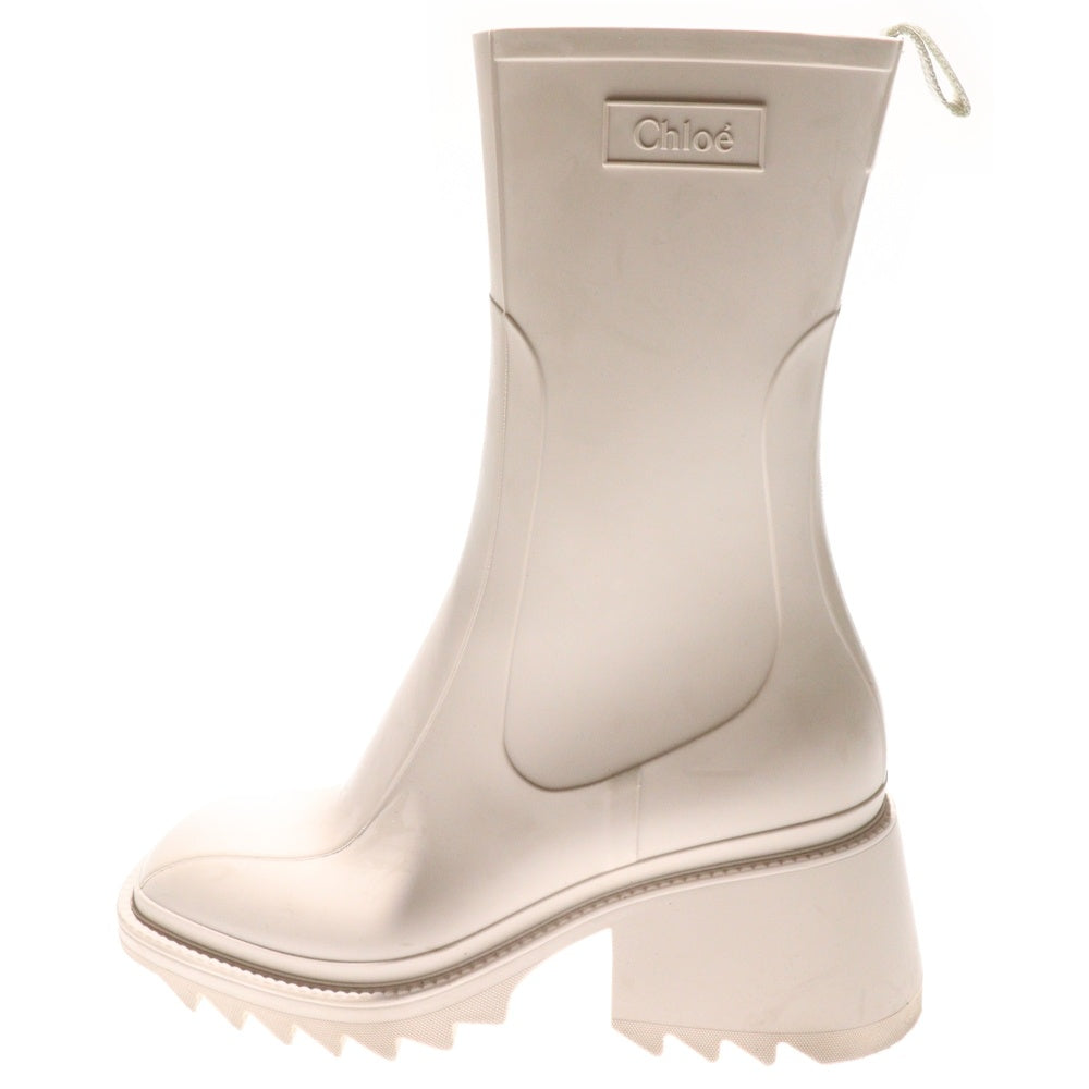 Chloe(クロエ) BETTY ベティ ラバー サイドジップ スクエアトゥ シャークソール ロング レインブーツ シューズ ベージュ レディース