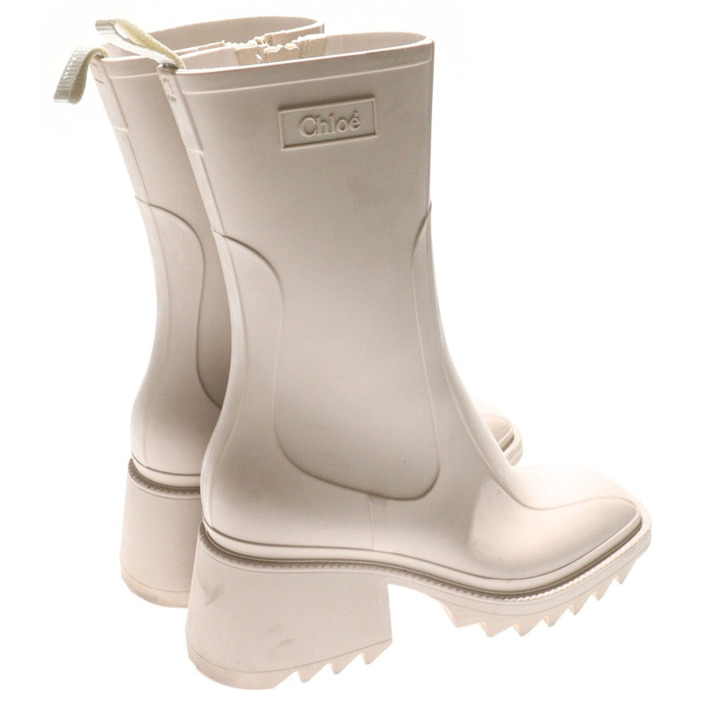 Chloe(クロエ) BETTY ベティ ラバー サイドジップ スクエアトゥ シャークソール ロング レインブーツ シューズ ベージュ レディース