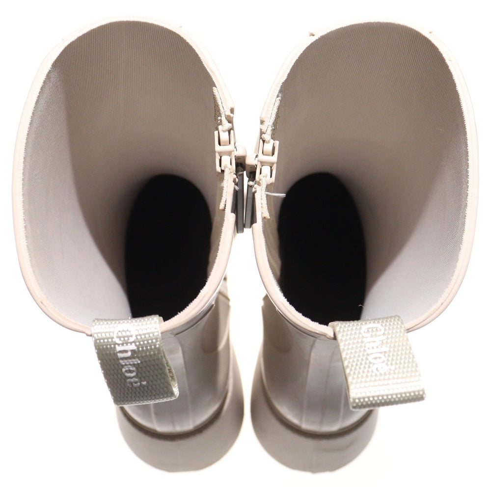 Chloe(クロエ) BETTY ベティ ラバー サイドジップ スクエアトゥ シャークソール ロング レインブーツ シューズ ベージュ レディース