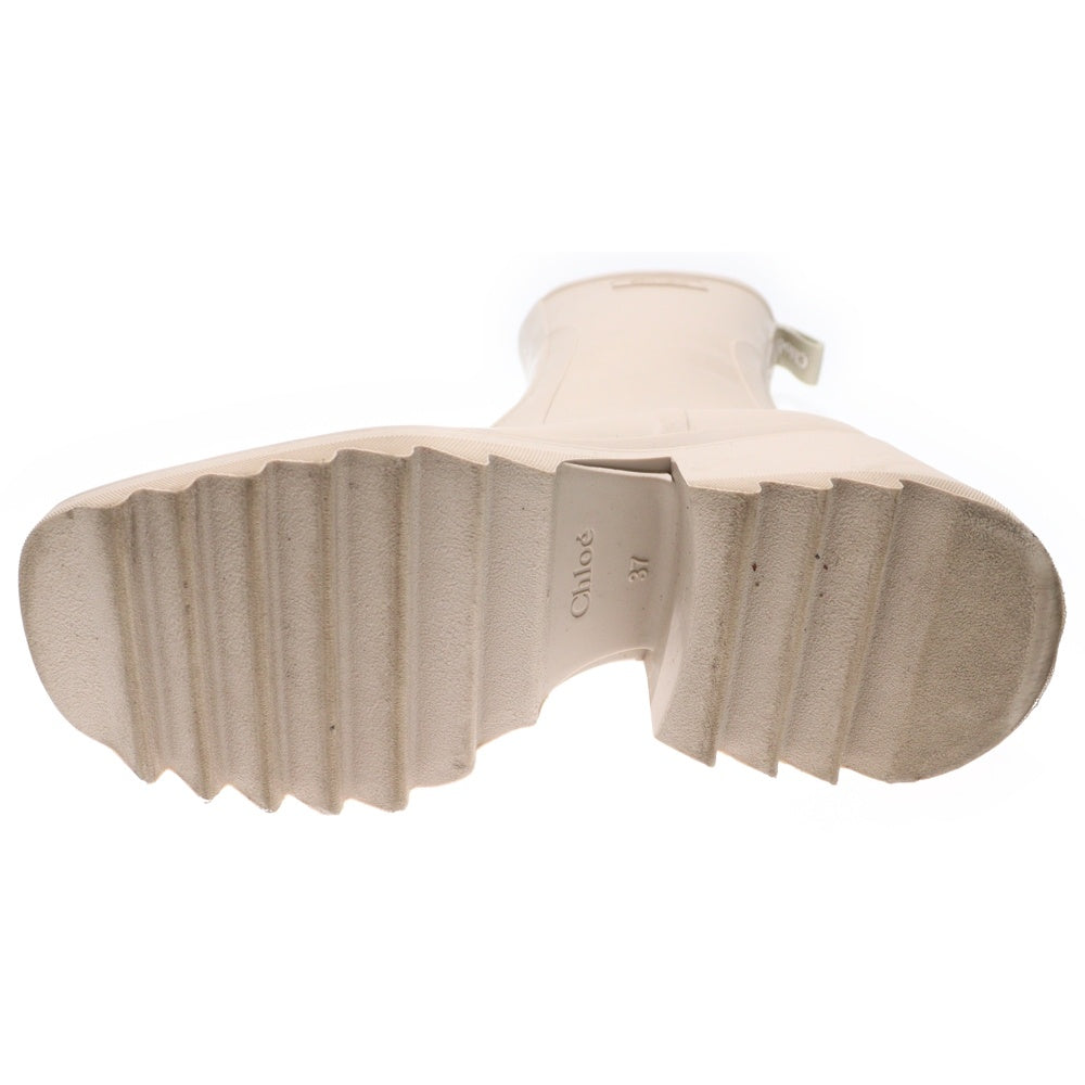 Chloe(クロエ) BETTY ベティ ラバー サイドジップ スクエアトゥ シャークソール ロング レインブーツ シューズ ベージュ レディース