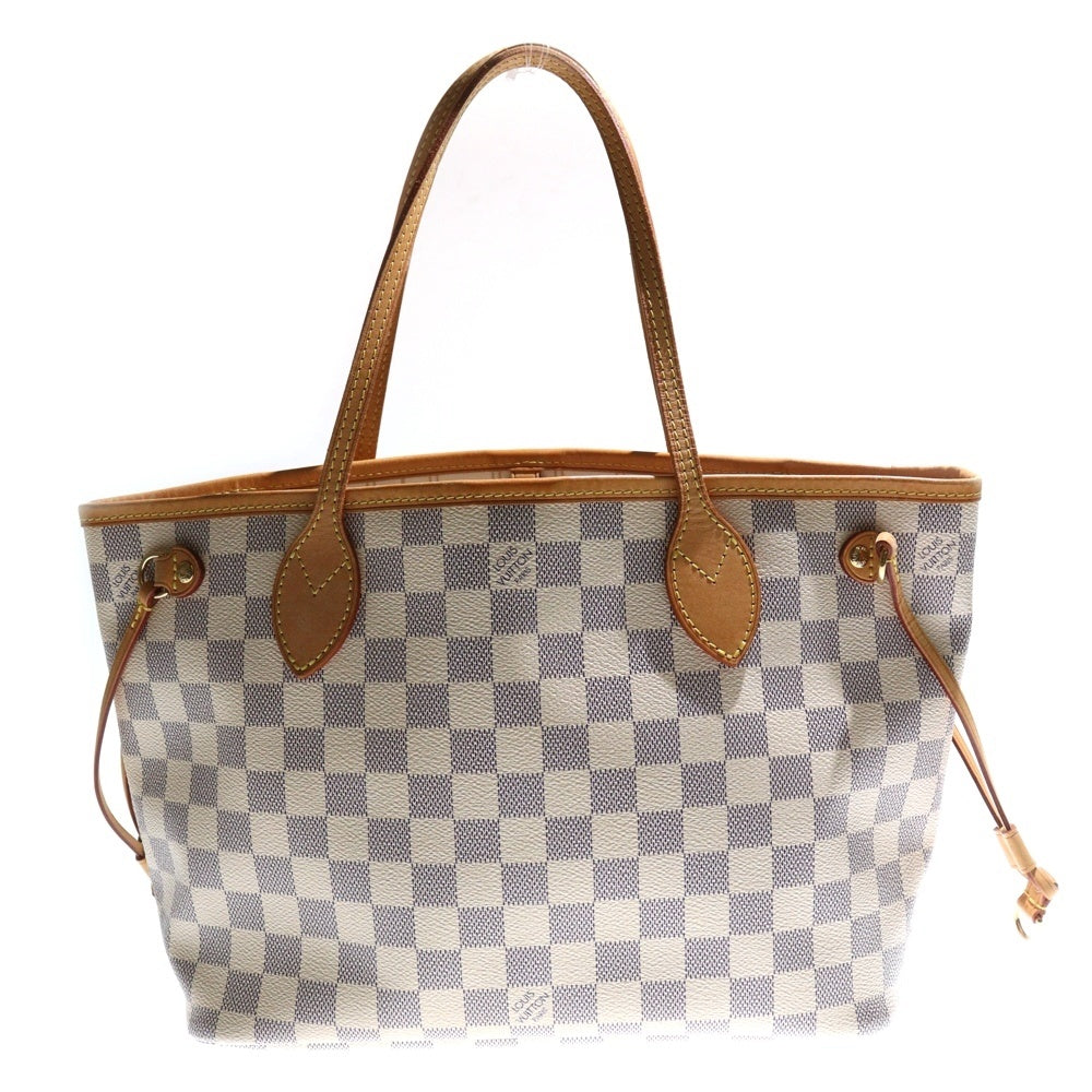 LOUIS VUITTON(ルイヴィトン) ダミエアズール ネヴァーフルPM トートバッグ ハンドバッグ アイボリー×ブラウン レザー×PVC N51110 ゴールド金具
