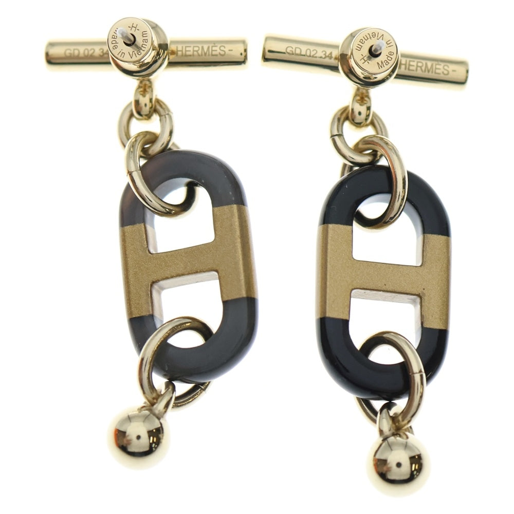 HERMES(エルメス) シュルメールPM バッファローホーン ピアス ゴールド/ブラック