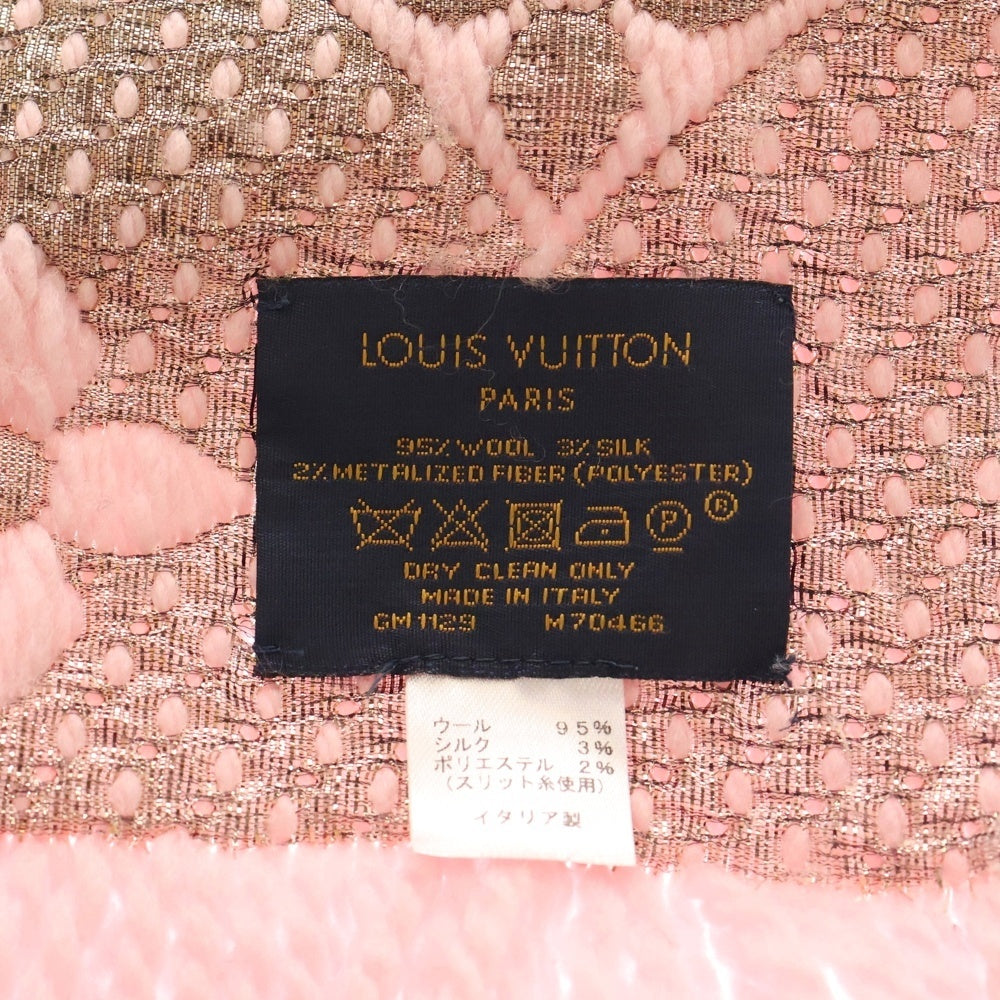 LOUIS VUITTON(ルイヴィトン) エシャルプ ロゴマニア シャイン モノグラム シルク混 ウール フリンジマフラー ピンク M70466