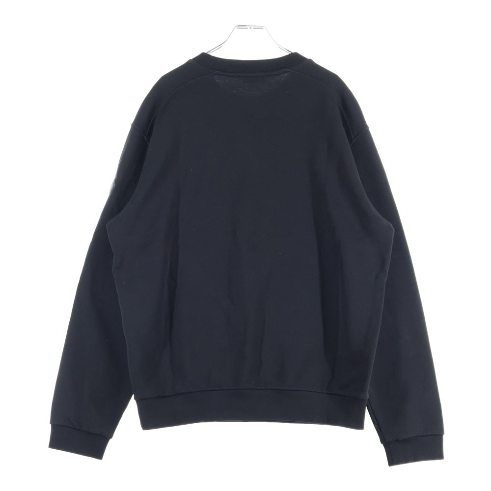 MONCLER(モンクレール) 22AW ラバーワッペン ロゴ刺繍 クルーネック プルオーバースウェット トレーナー ブラック H20918G00010 809KR