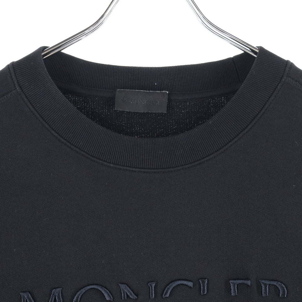 MONCLER(モンクレール) 22AW ラバーワッペン ロゴ刺繍 クルーネック プルオーバースウェット トレーナー ブラック H20918G00010 809KR