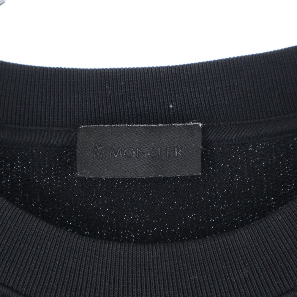 MONCLER(モンクレール) 22AW ラバーワッペン ロゴ刺繍 クルーネック プルオーバースウェット トレーナー ブラック H20918G00010 809KR