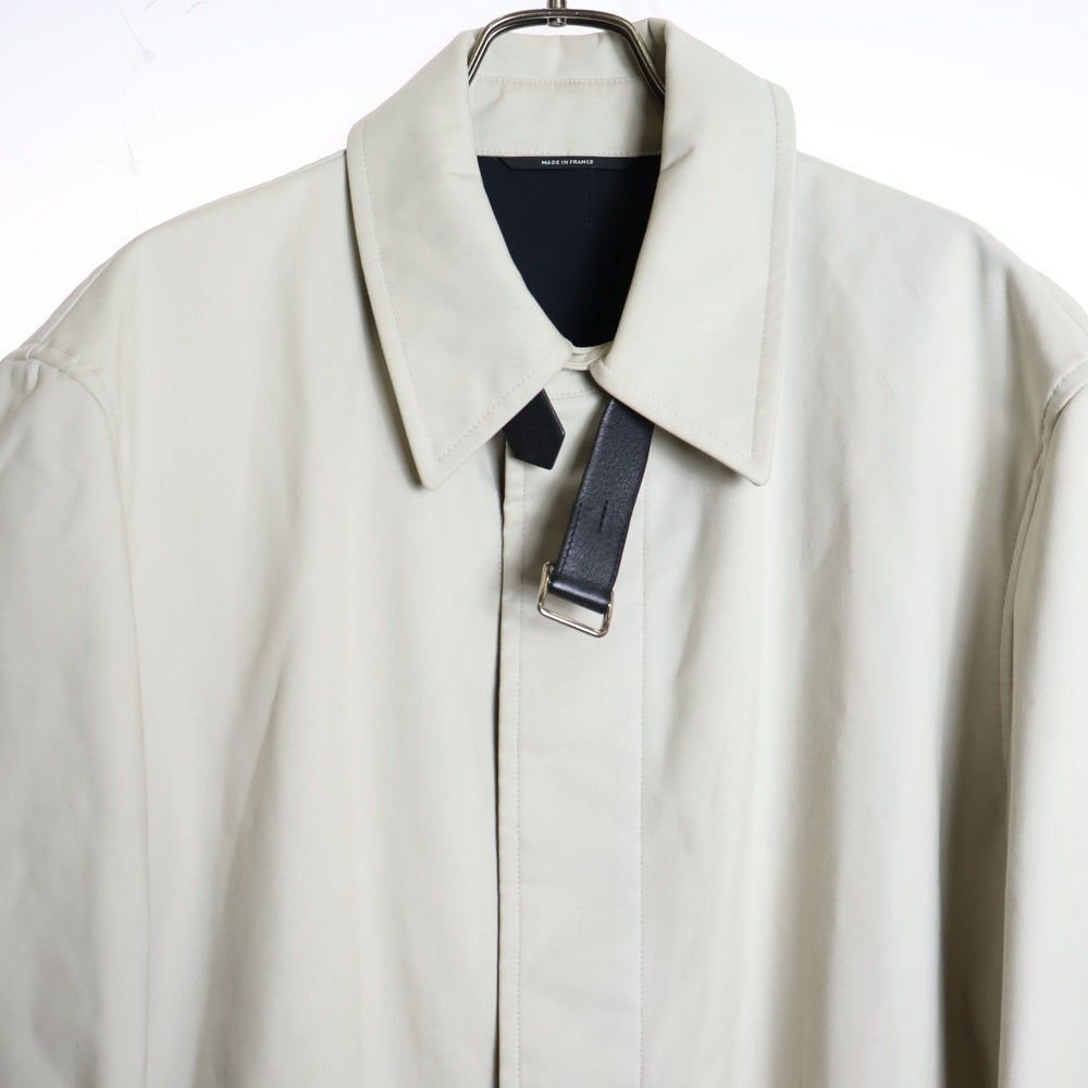 HERMES(エルメス) レザー チンストラップ コットン ステンカラーコート アイボリー