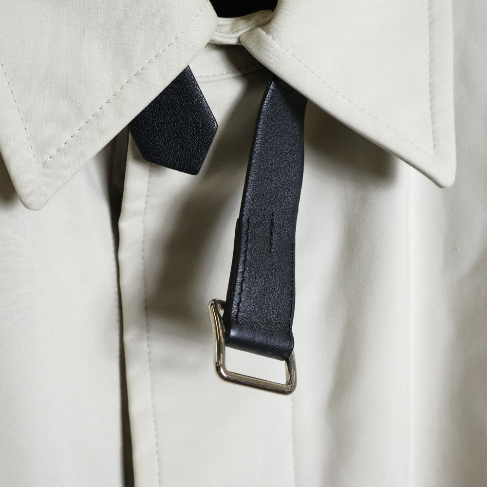 HERMES(エルメス) レザー チンストラップ コットン ステンカラーコート アイボリー