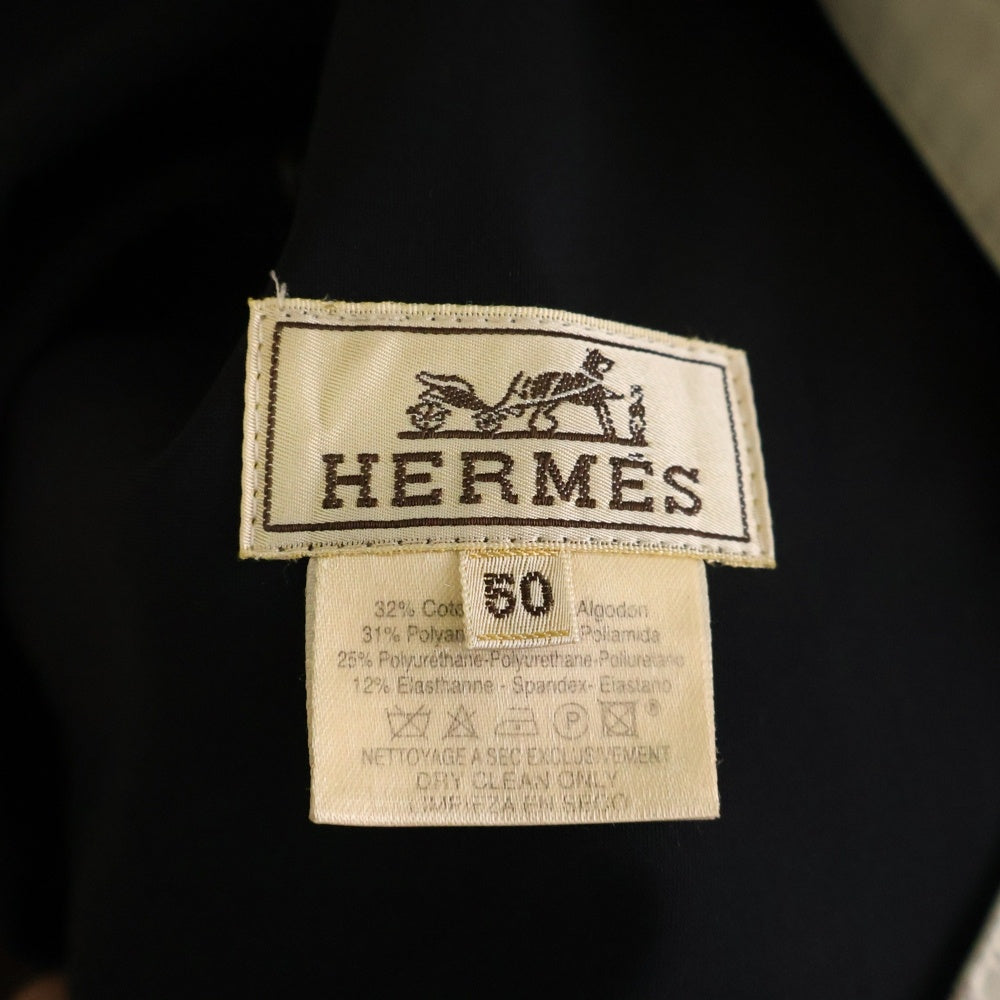HERMES(エルメス) レザー チンストラップ コットン ステンカラーコート アイボリー