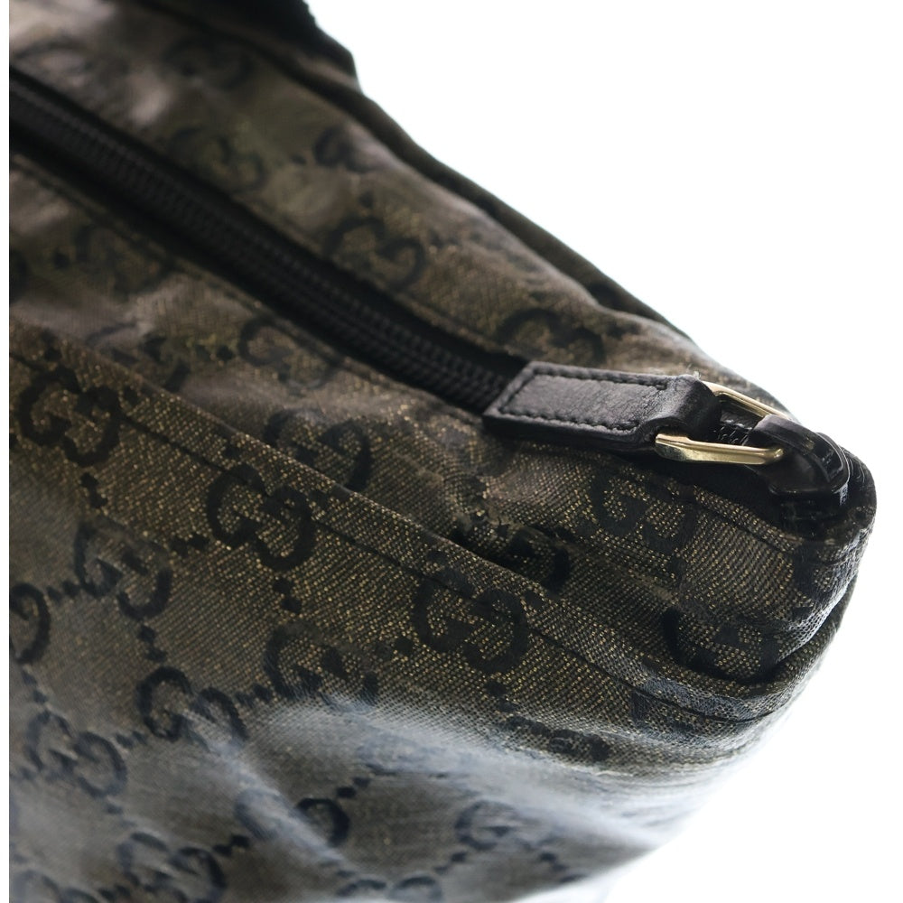 GUCCI(グッチ) シェリーライン GGキャンバス ハンドバッグ トートバッグ ブラック×ゴールド ナイロン 131230 ブラック金具