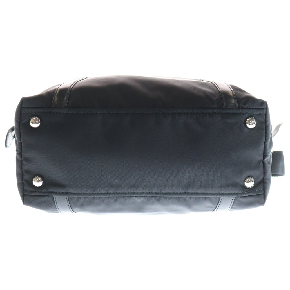 PRADA(プラダ) ロゴ ハンドバッグ トートバッグ ブラック レザー×ナイロン シルバー金具