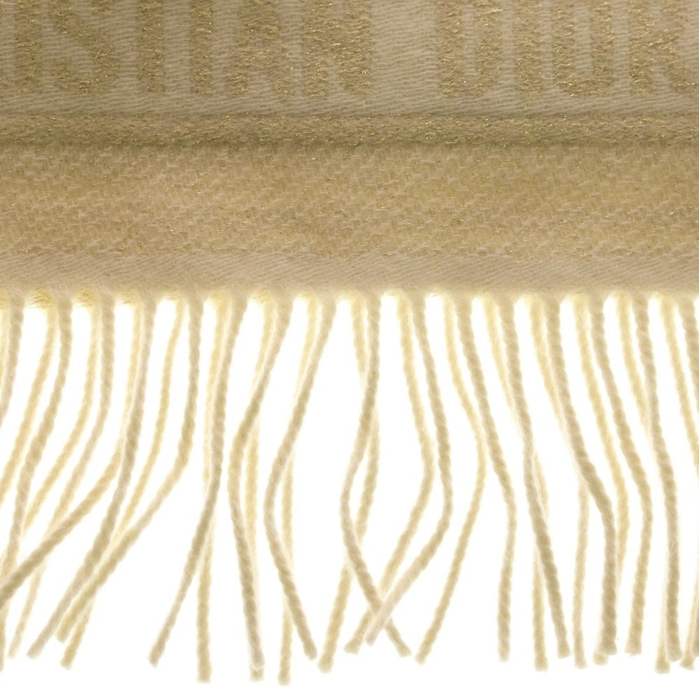 Christian Dior(クリスチャンディオール) オブリーク ジャガード 総柄 フリンジ マフラー ホワイト/ベージュ