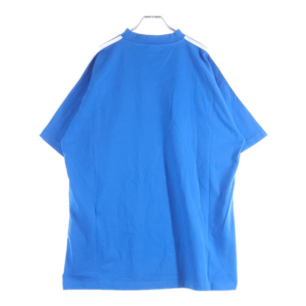 BALENCIAGA(バレンシアガ) ×adidas アディダス トレフォイル ロゴプリント モックネック 半袖Tシャツ カットソー ブルー 739101 レディース