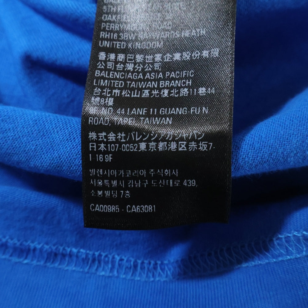 BALENCIAGA(バレンシアガ) ×adidas アディダス トレフォイル ロゴプリント モックネック 半袖Tシャツ カットソー ブルー 739101 レディース