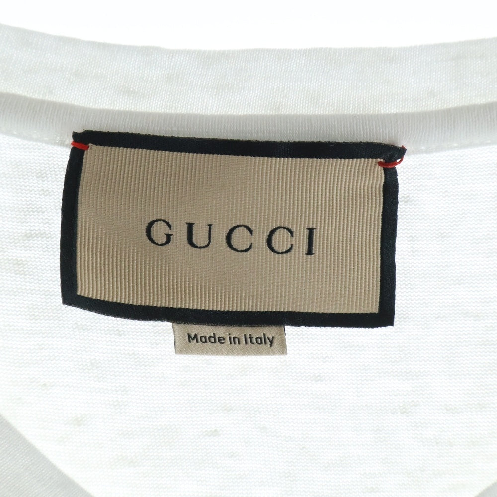 GUCCI(グッチ) GGマーモント 裾ロゴ刺繍 Vネック 半袖Tシャツ カットソー ホワイト 645269