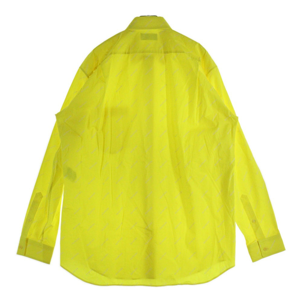 BALENCIAGA(バレンシアガ) ALL OVER オールオーバーロゴプリント ボタンダウン 長袖シャツ イエロー 534333 レディース