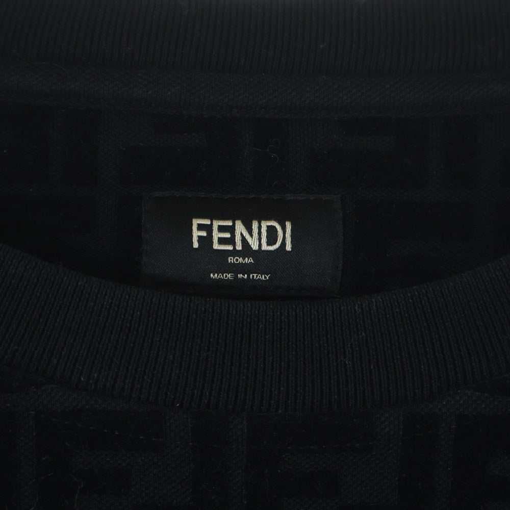 FENDI(フェンディ) ズッカ総柄 フロッキー クルーネック プルオーバースウェット トレーナー ブラック FY1077 AFRJ