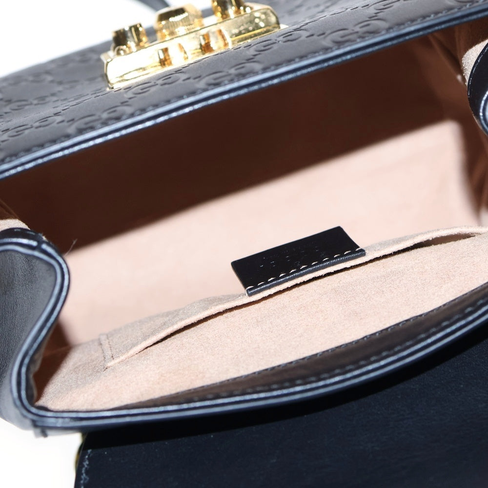 GUCCI(グッチ) グッチシマ パドロック レザーバックパック リュック ブラック 779813 レディース