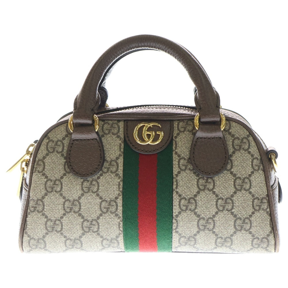 Gucci GGパターン ハンドバッグ オフィディア〕Mini GG ハンドバッグ ・ベージュ＆ブラウン GG
