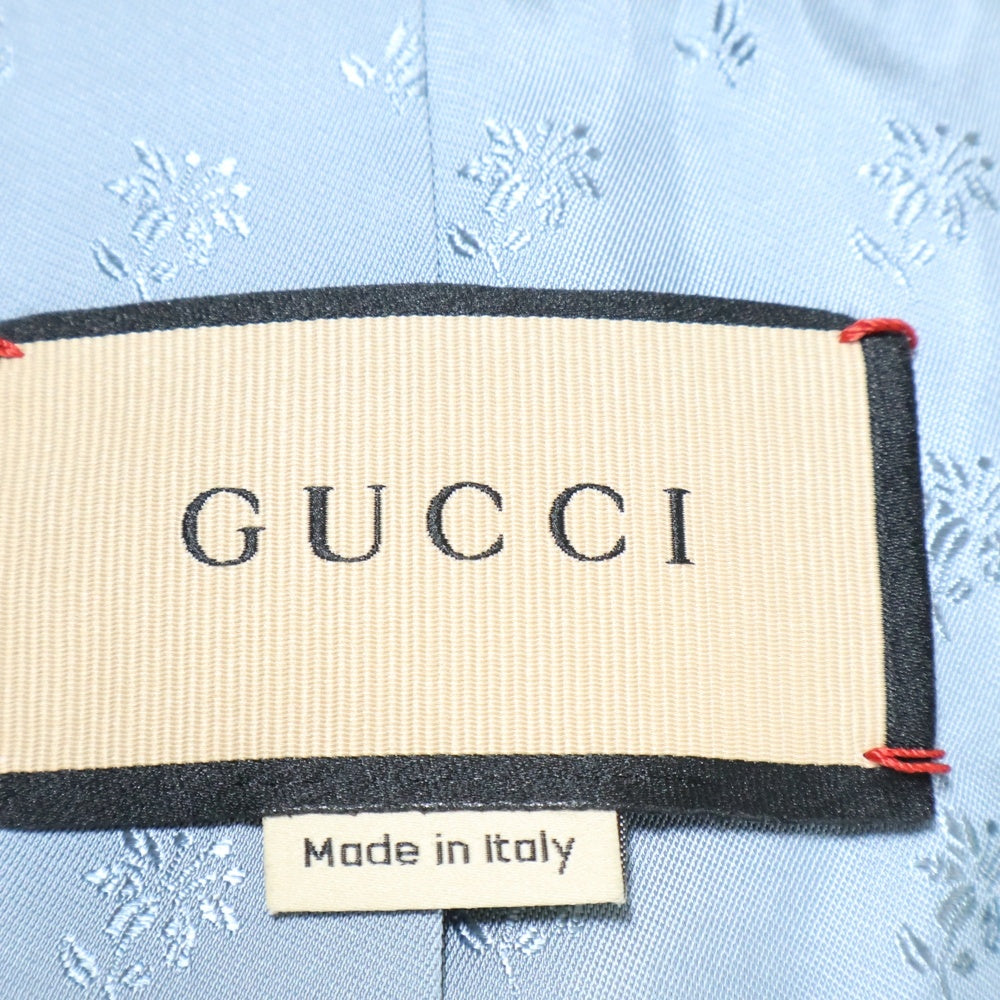 GUCCI(グッチ) インターロッキングG ロゴボタン ラメツイード チェック総柄 2B テーラードジャケット イエロー/ブルー 752649 レディース