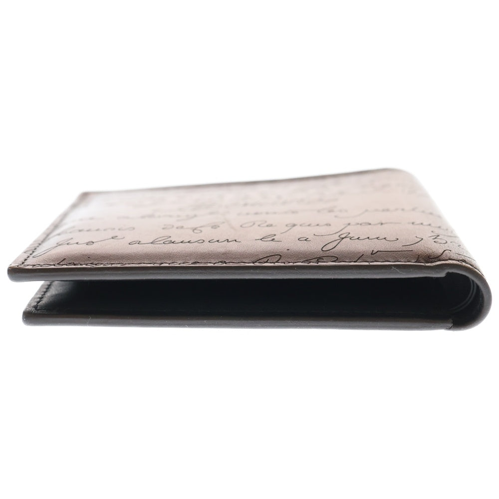 Berluti(ベルルッティ) コンパクトウォレット カリグラフィ スクリット 二つ折り財布 カードケース ブラウン レザー