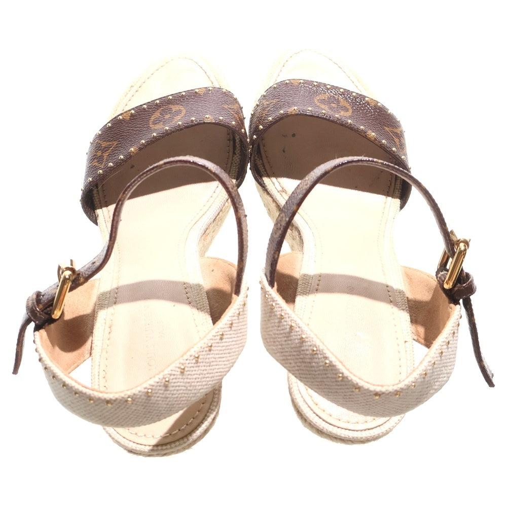 LOUIS VUITTON(ルイヴィトン) コーストライン モノグラム ウェッジソール スタッズ ヒールサンダル シューズ ブラウン/ベージュ レディース