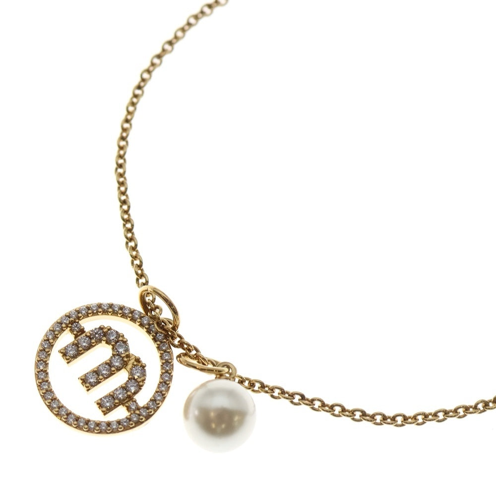 miumiu(ミュウミュウ) ラインストーン ネックレス ペンダント チェーン ゴールド GP レディース