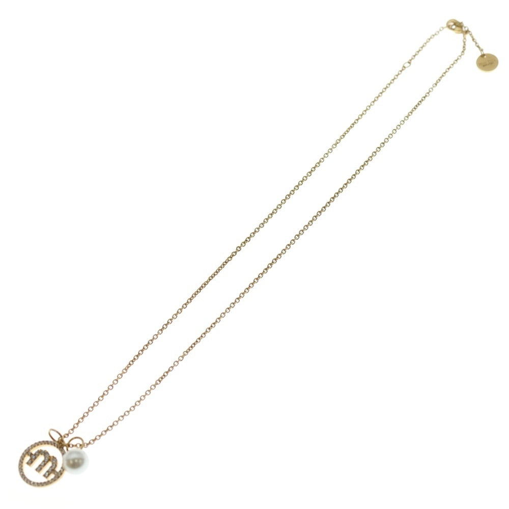 miumiu(ミュウミュウ) ラインストーン ネックレス ペンダント チェーン ゴールド GP レディース