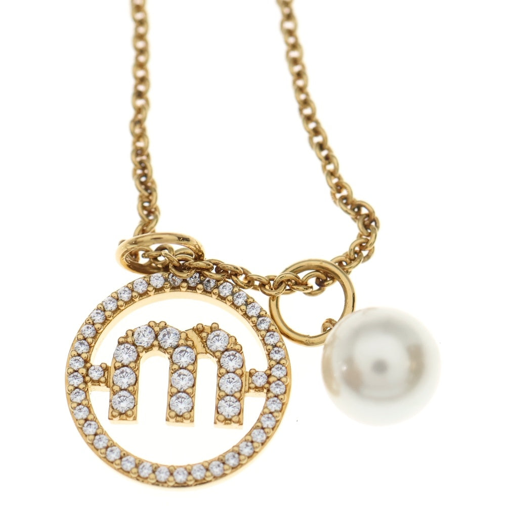 miumiu(ミュウミュウ) ラインストーン ネックレス ペンダント チェーン ゴールド GP レディース