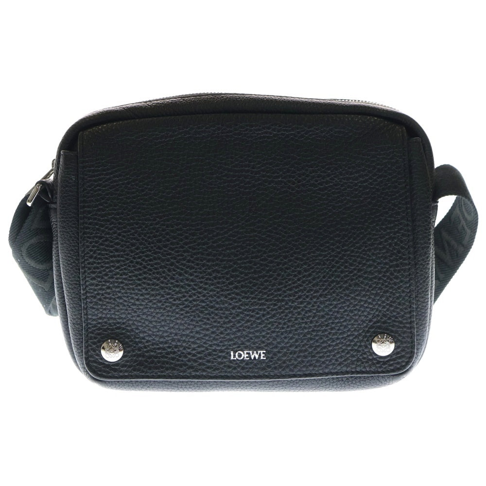 LOEWE(ロエベ) ペブル メッセンジャー ブラック レザー ショルダーバッグ レディース