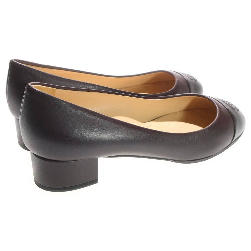 CHANEL(シャネル) ココマーク ロゴ レザー ヒール パンプス シューズ ブラウン/ブラック レディース G30239