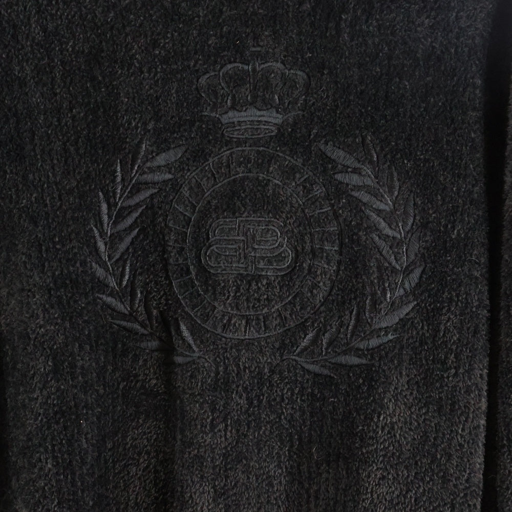 BALENCIAGA(バレンシアガ) エンブレム BBロゴ刺繍 クルーネック プルオーバー 長袖ニット セーター ブラック 651106 レディース