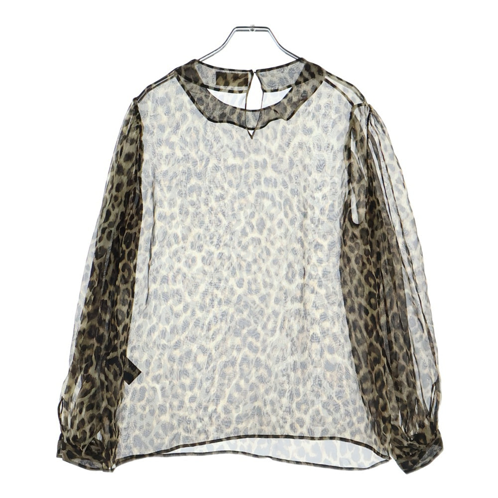 CELINE(セリーヌ) レオパード総柄 シルク シースルー トップス ブラウン レディース 2B077213D