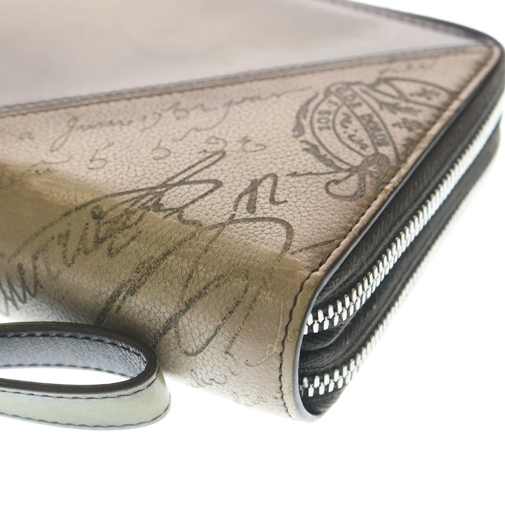 Berluti(ベルルッティ) タリ マキシウォレット ロングウォレット 長財布 カードケース グリーン×ベージュ スクリットレザー シルバー金具 レディース