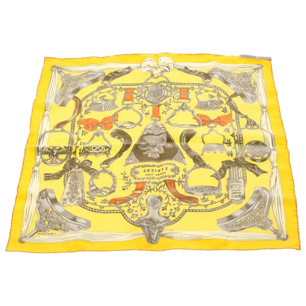 HERMES(エルメス) カレ40 Etriers シルクスカーフ イエロー レディース